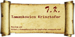 Tamaskovics Krisztofer névjegykártya